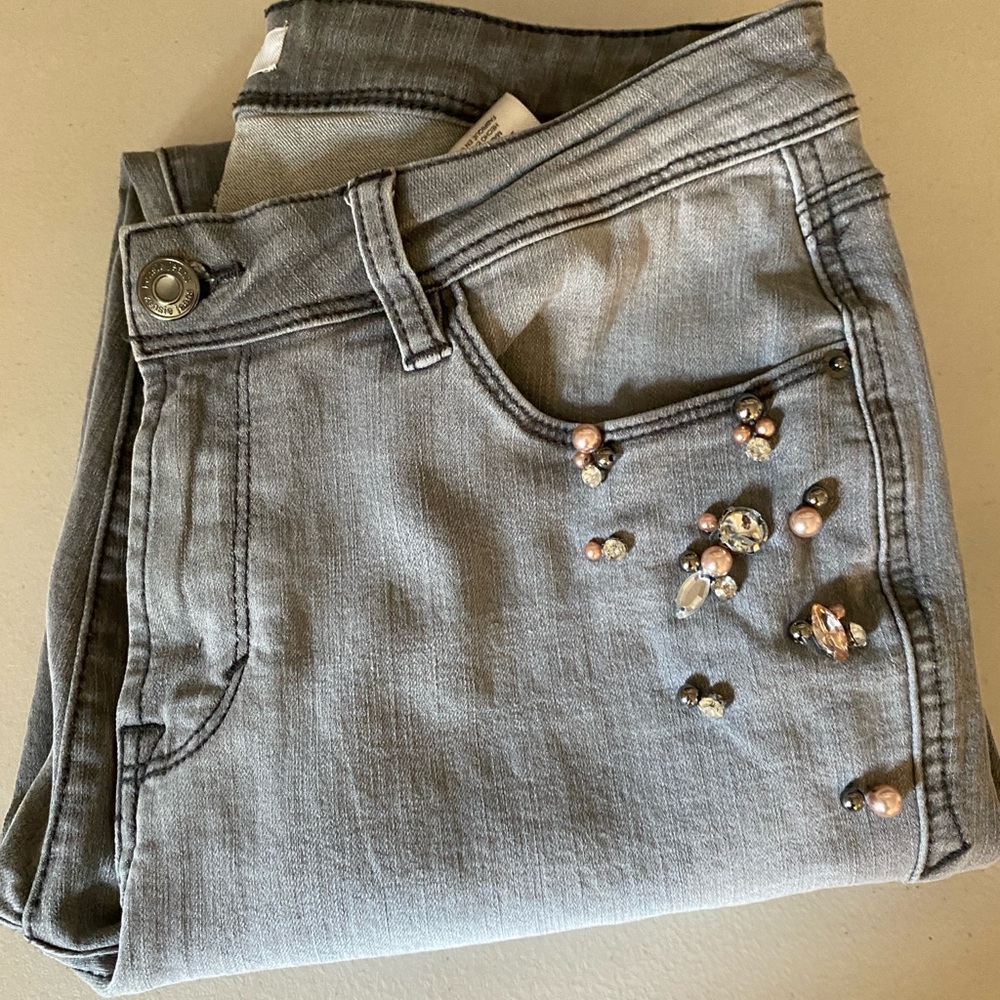 Womens Kensie grey bling stretch jeans 8/29